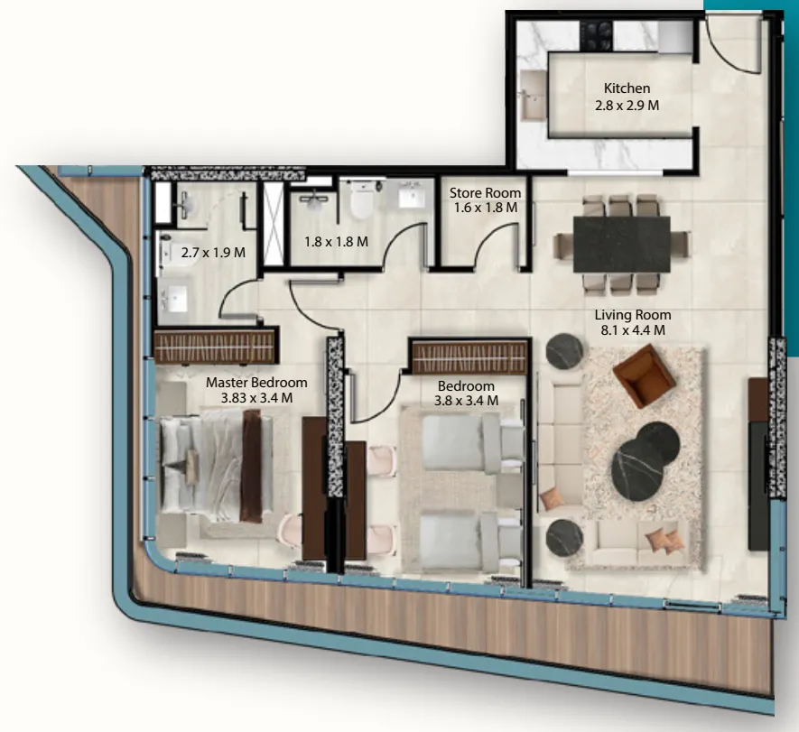 2 bed