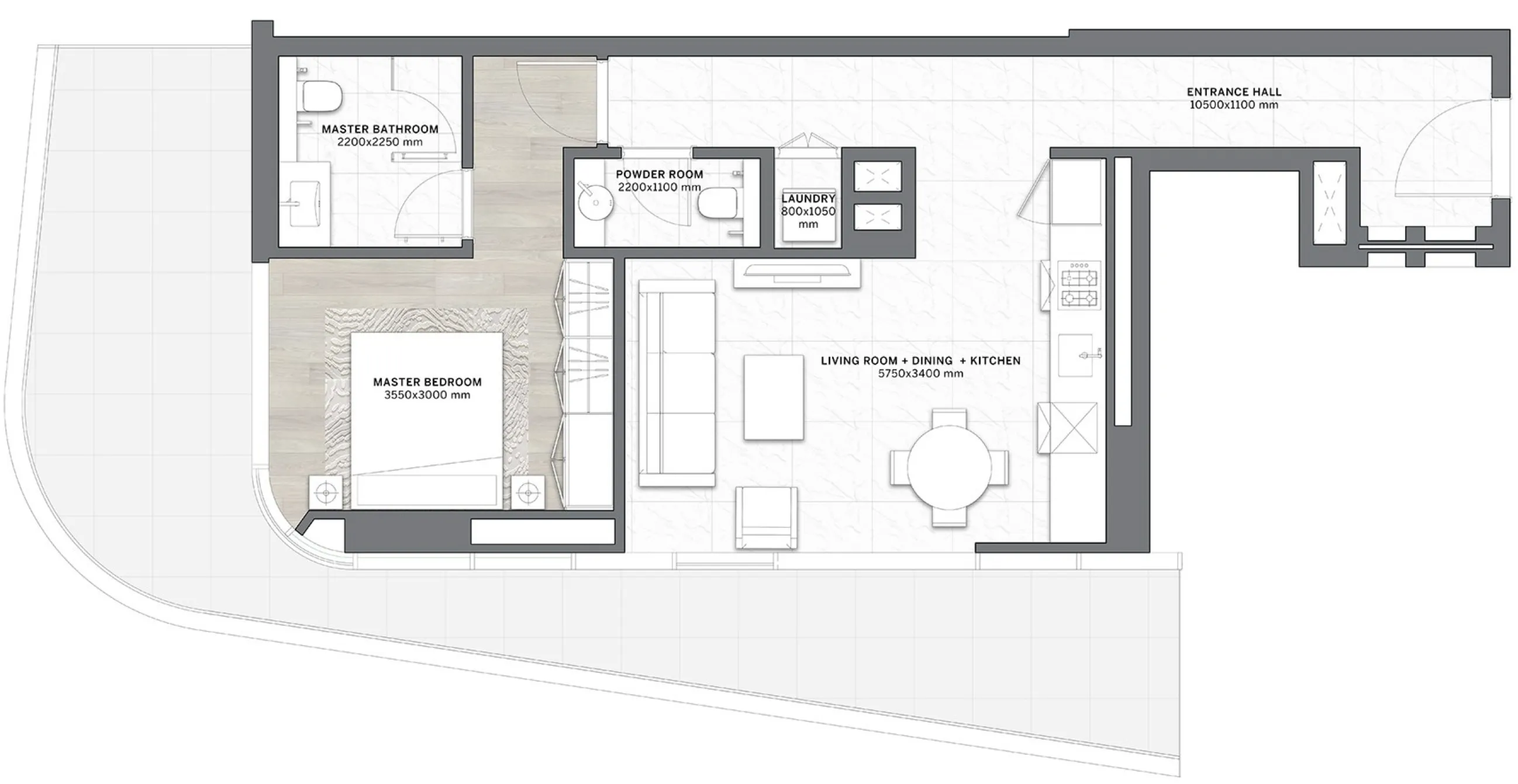 1 bedroom floor plan