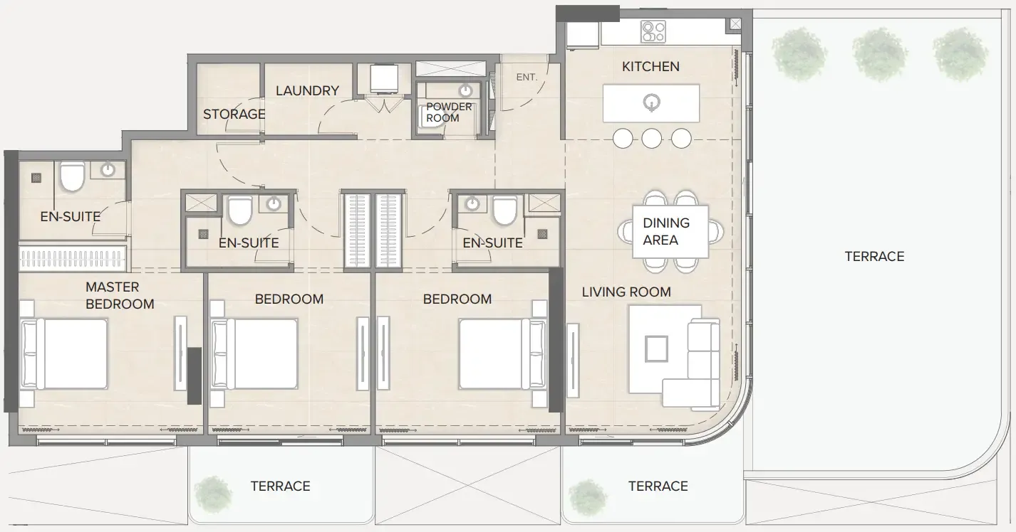 3 bedrooms floor plan