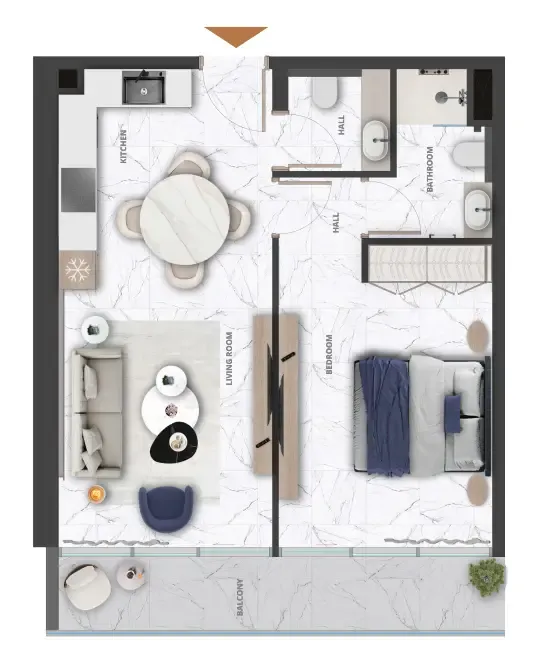 1 bedroom floor plan