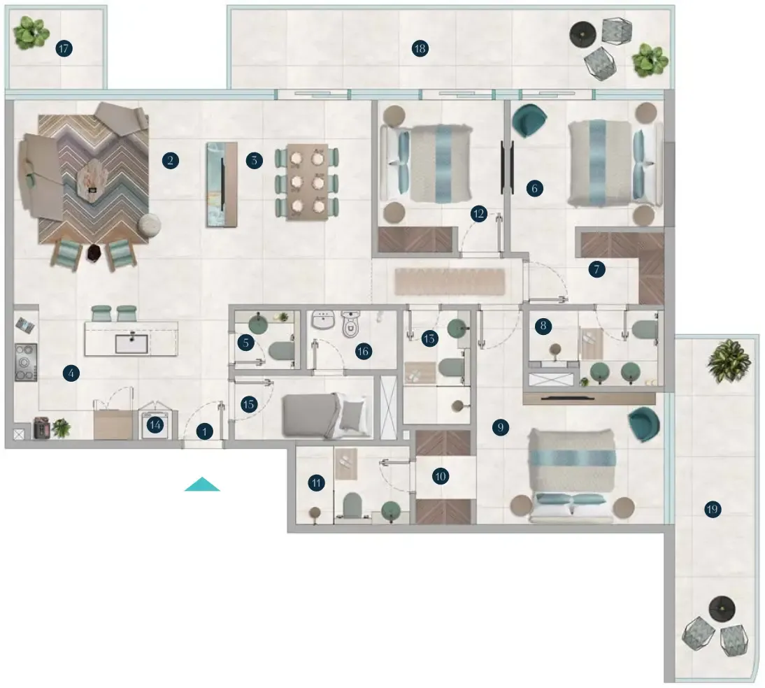 Octa Isle Interiors by Missoni — 5 Bedrooms floor plan