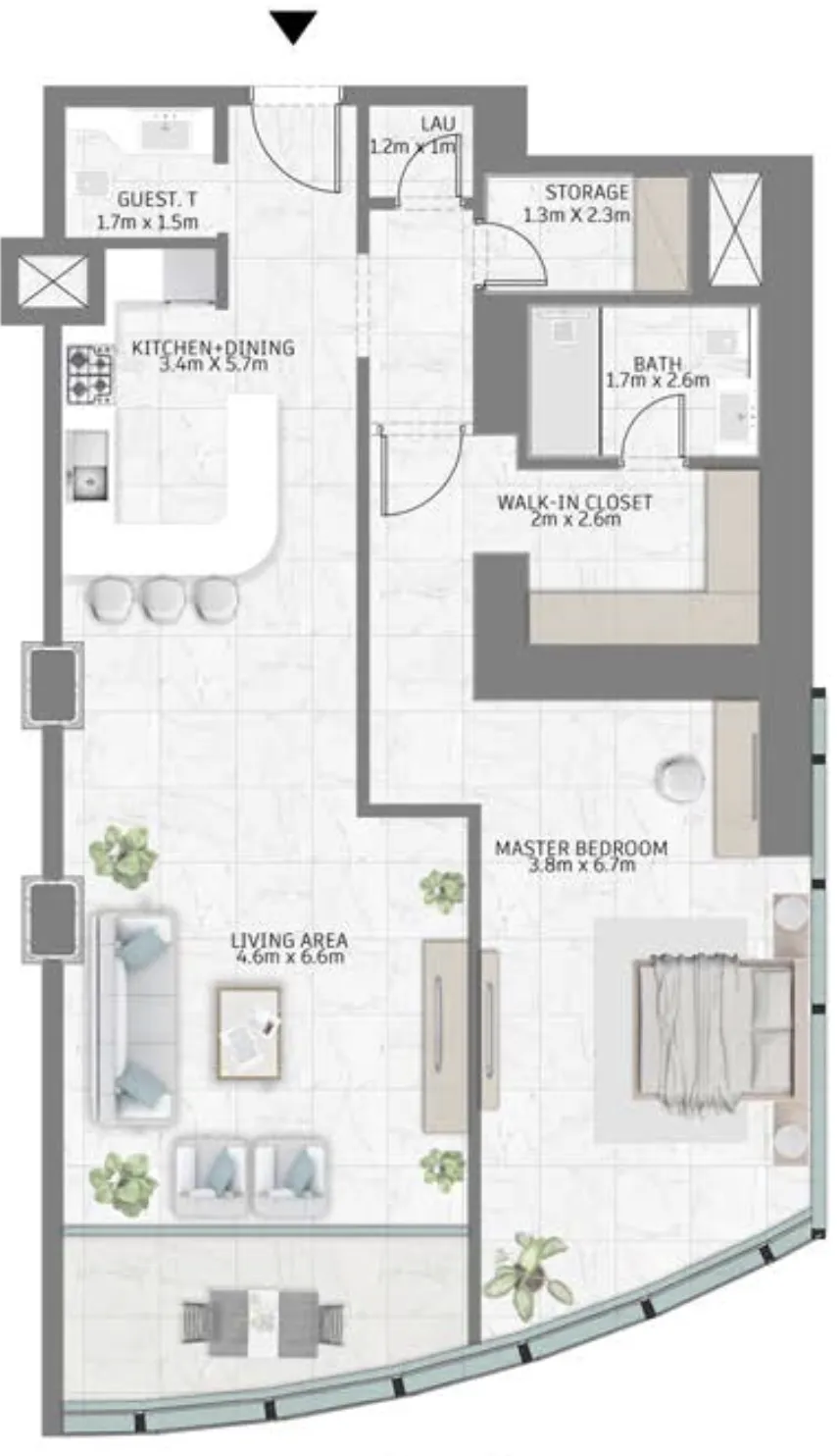 Al Habtoor Group Al Habtoor Tower 1BR floor plan