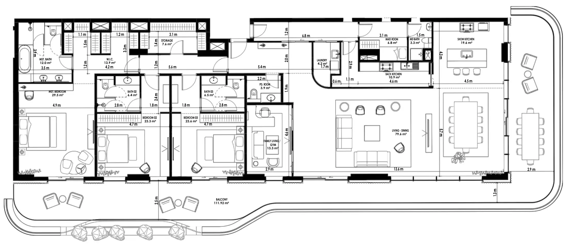 3 bedrooms floor plan