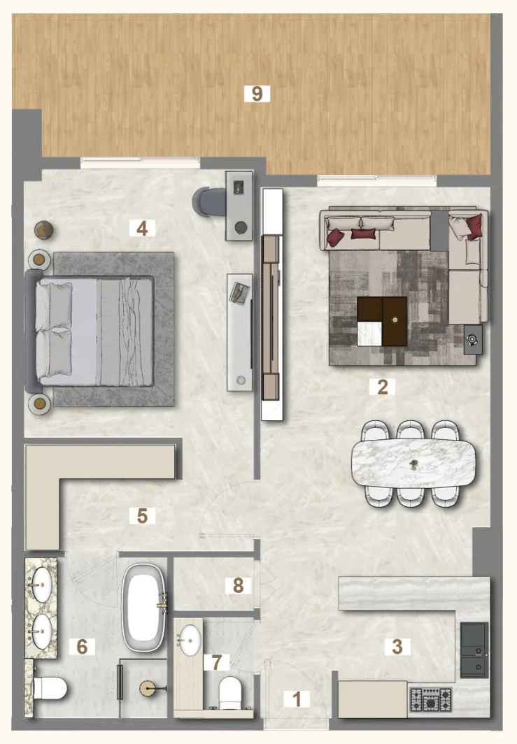 1 bedroom floor plan