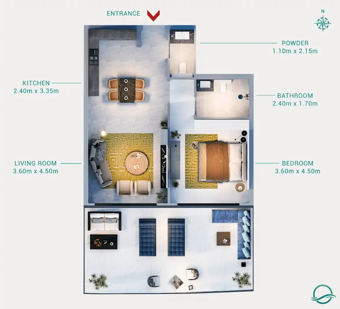 1 bedroom floor plan