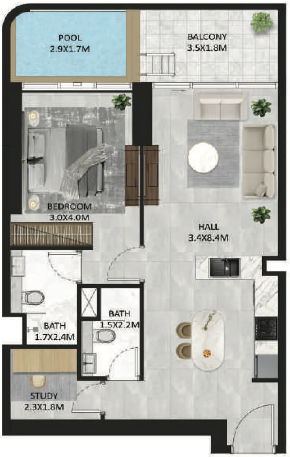 1 bed