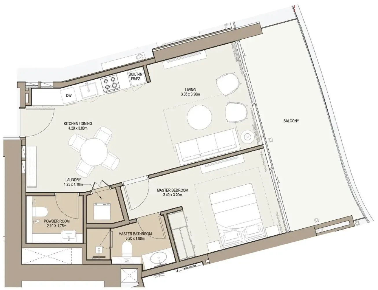 One Development Laguna Residence 1BR floor plan