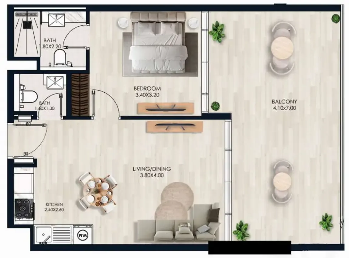 1 bedroom floor plan