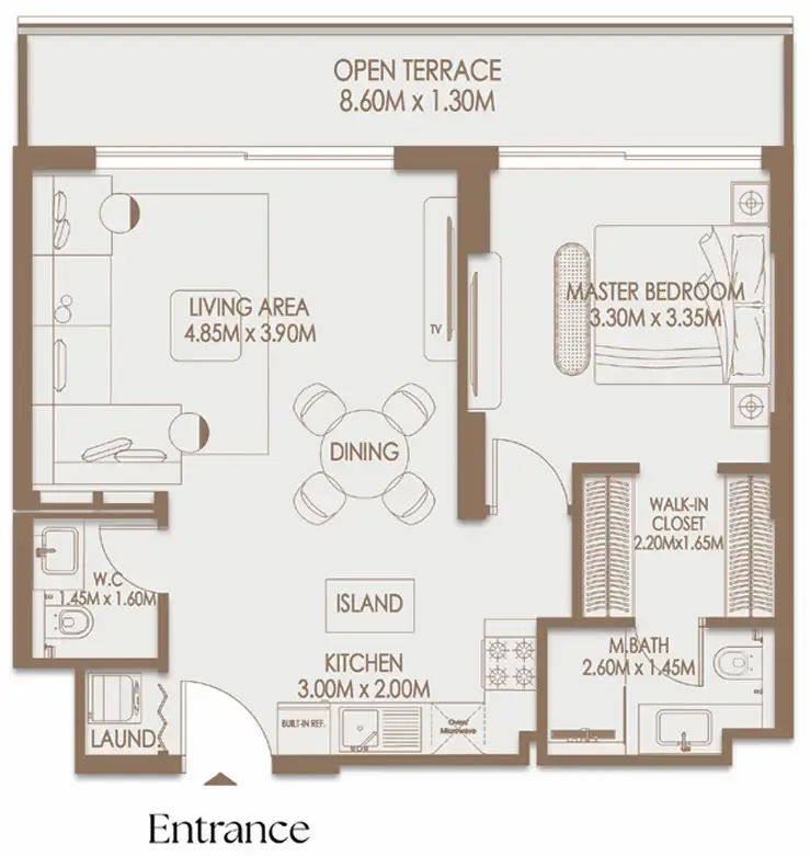 1 bedroom floor plan