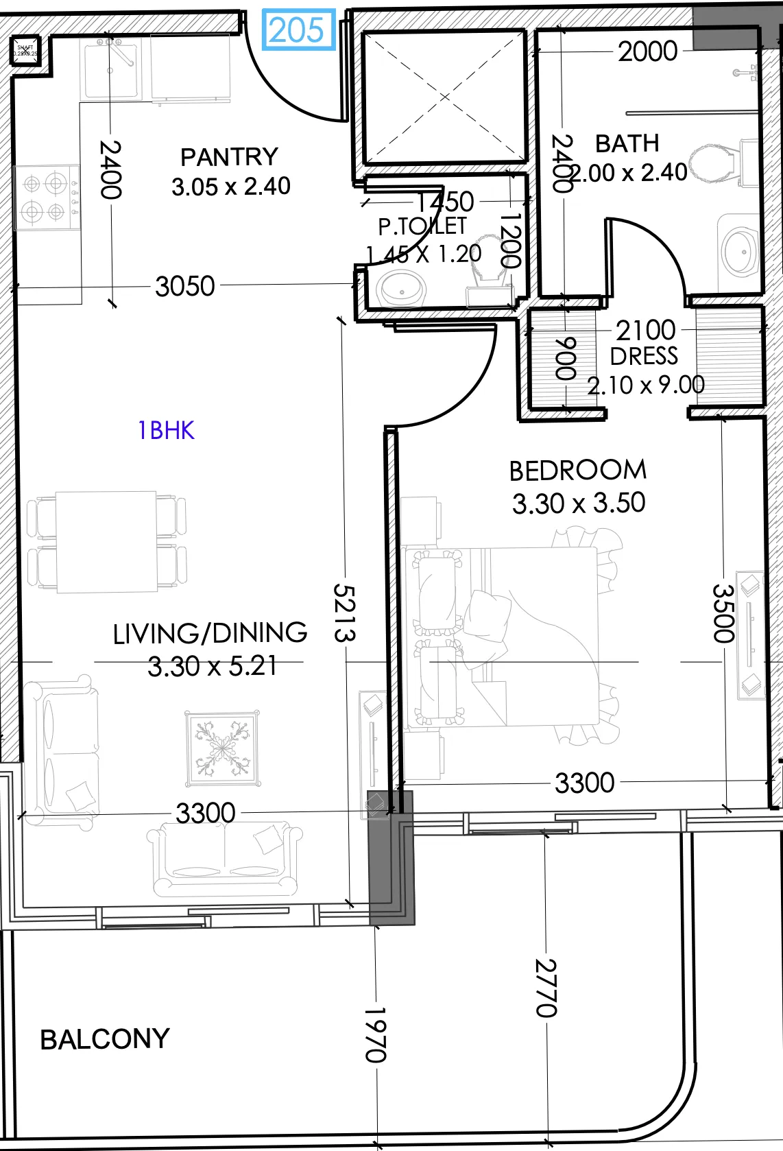 1 bed