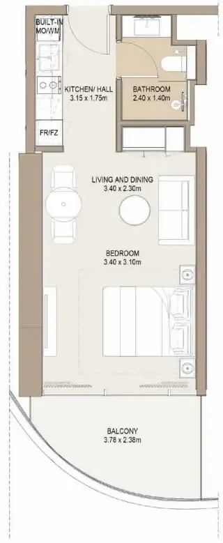 One Development Laguna Residence Studio floor plan