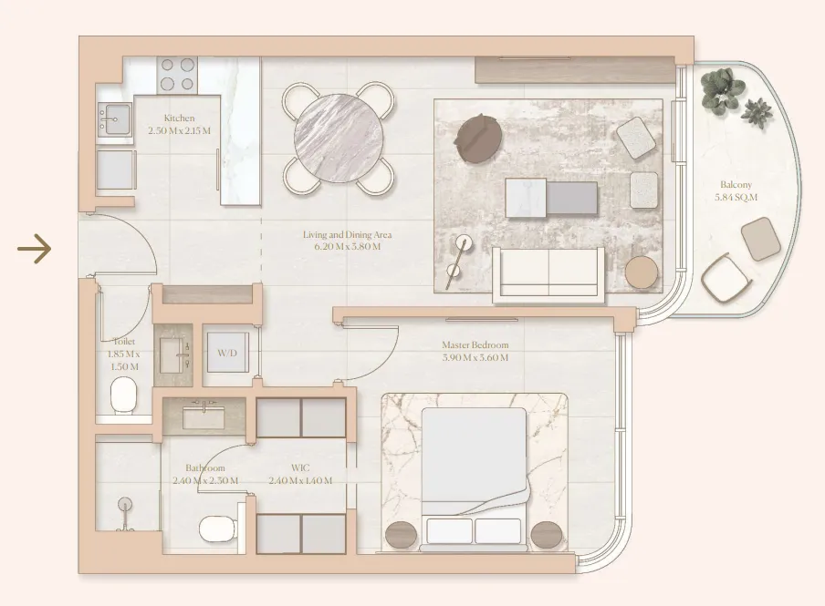 1 bedroom floor plan