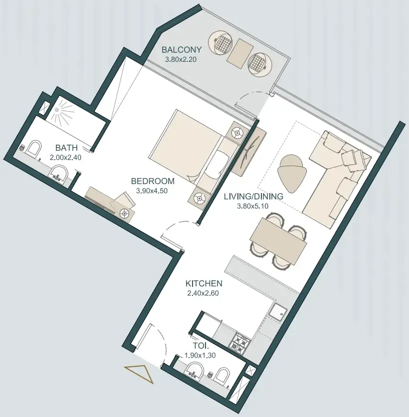 1 bedroom floor plan