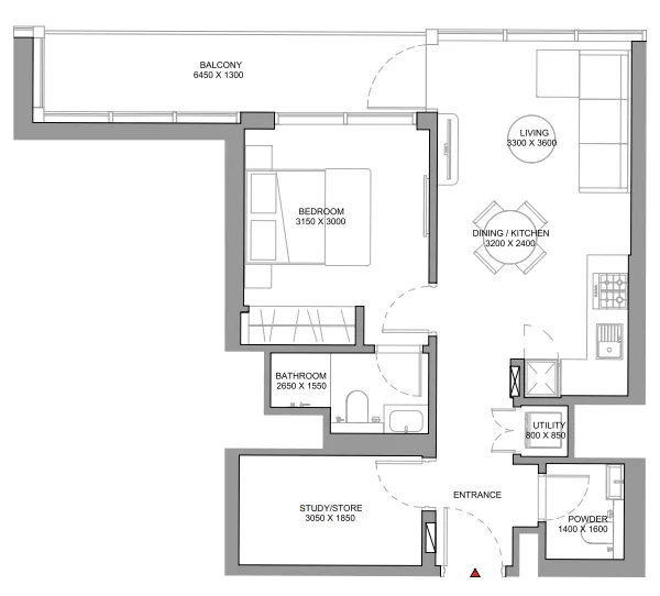 1 bedroom floor plan