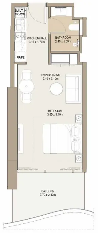 One Development Laguna Residence Studio floor plan