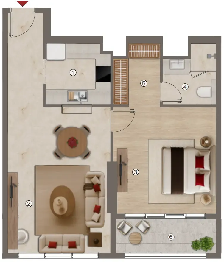 1 bed