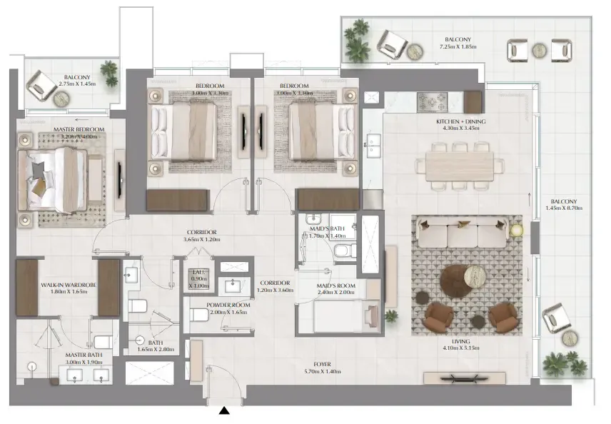 3 bedrooms floor plan