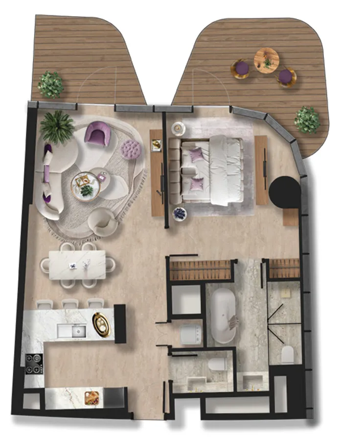 BNW Developments Taj Wellington Mews 1BR floor plan