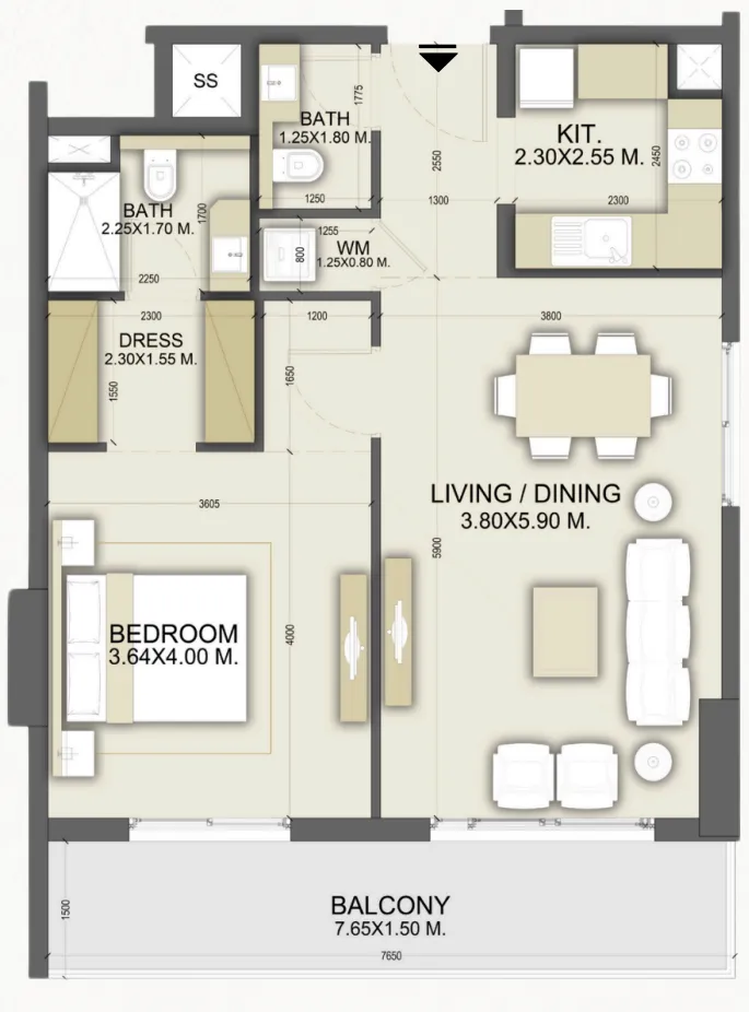 1 bed