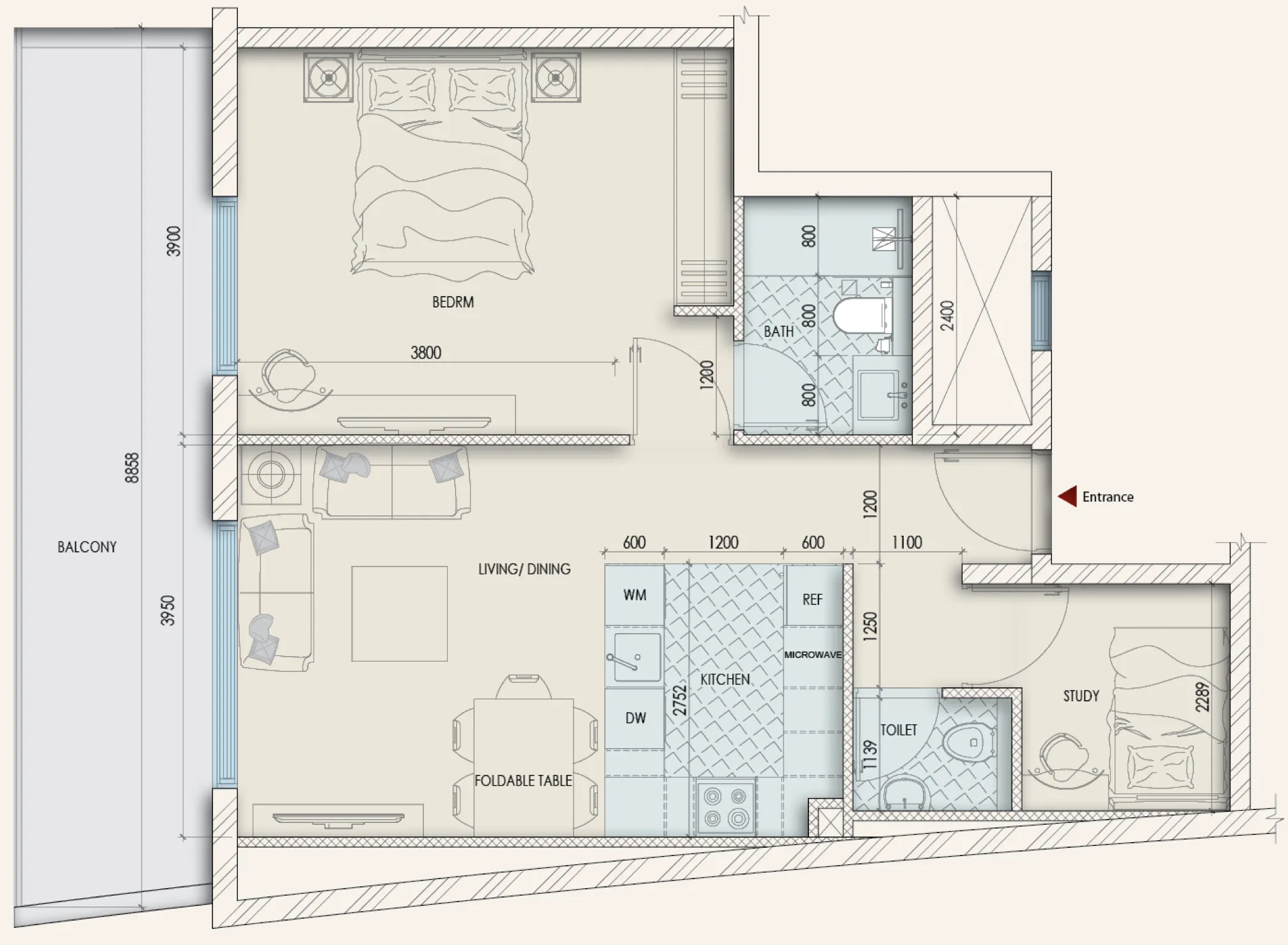 1 bed