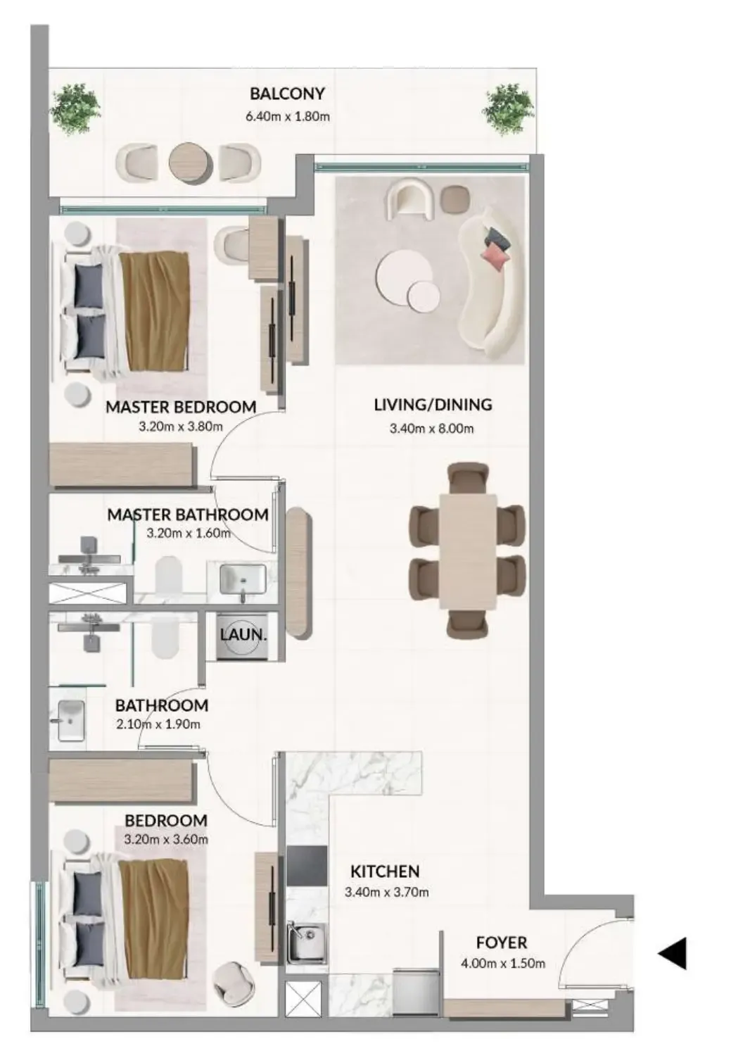 AMIS Development Woodland Terraces 2BR floor plan