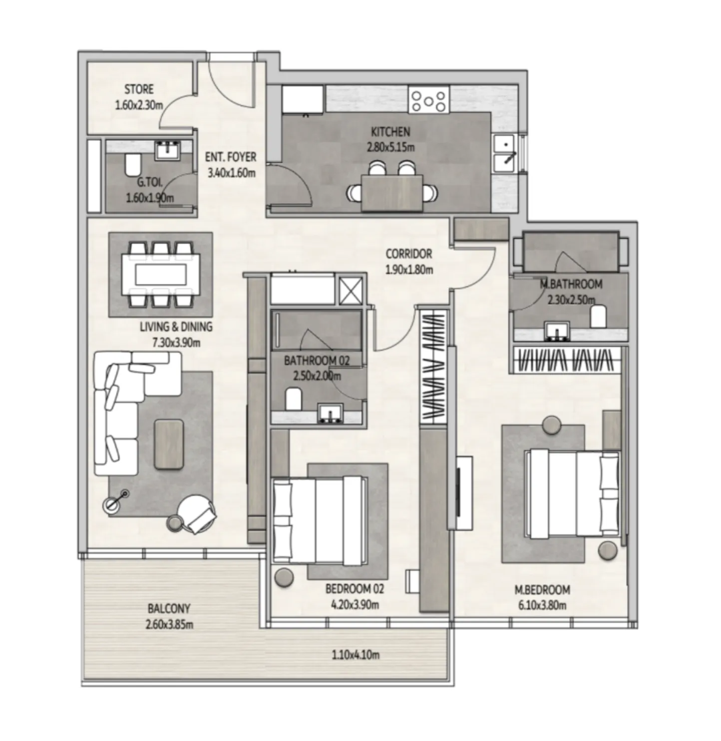 2 bed