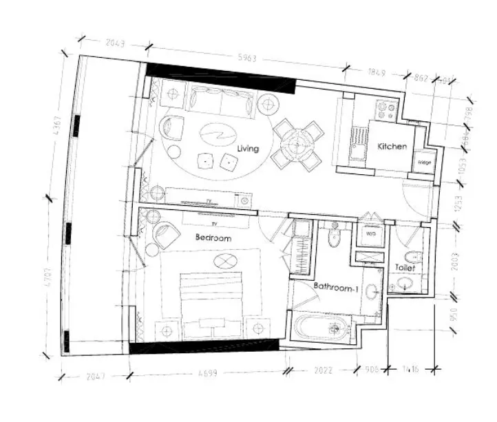 1 bedroom floor plan