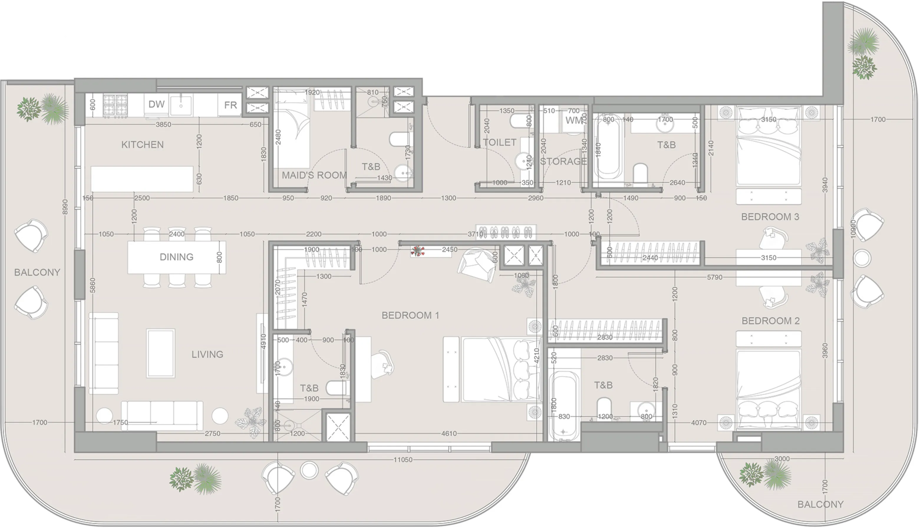3 bedrooms floor plan