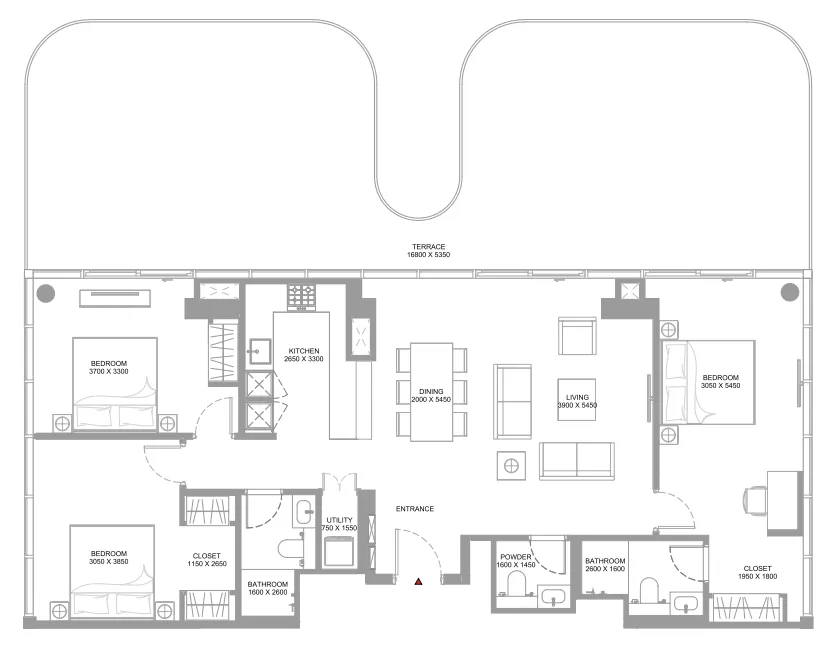 3 bedrooms floor plan