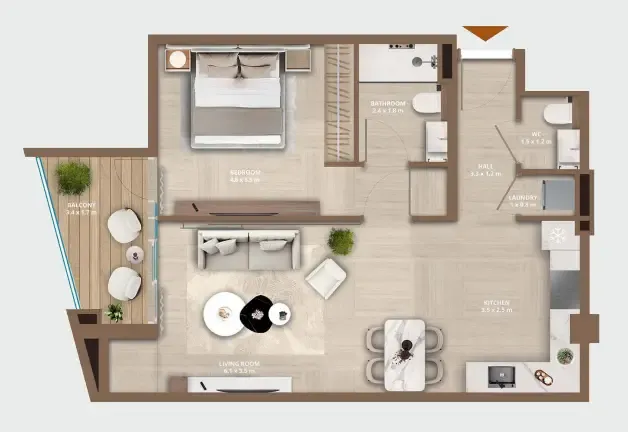 HRE Development Celeste by HRE 1BR floor plan