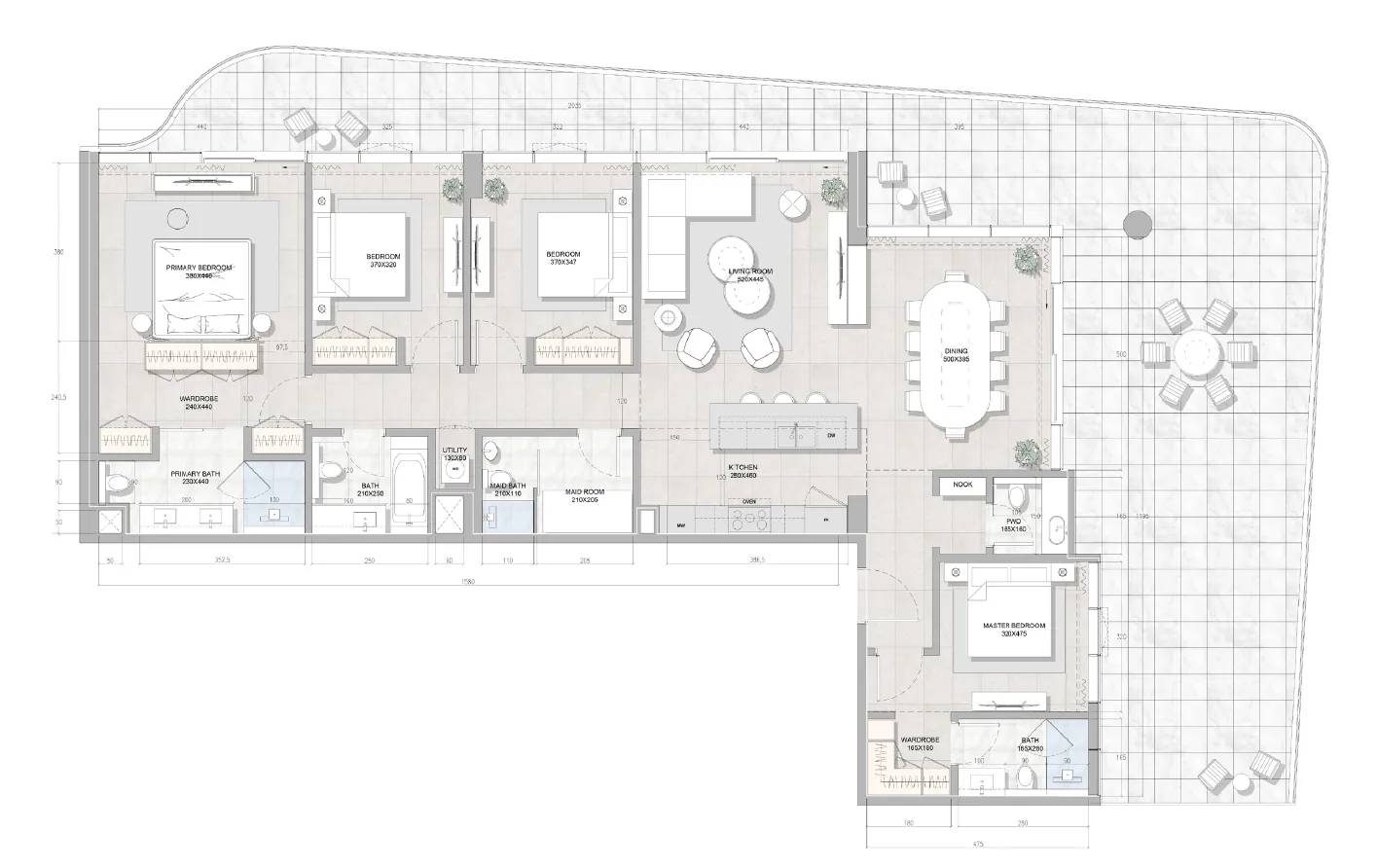 RAK Properties Solera Downtown Mina 4BR floor plan