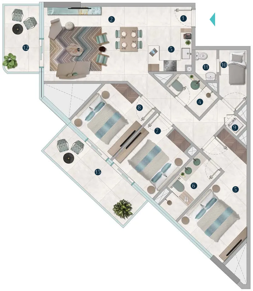 3 bedrooms floor plan