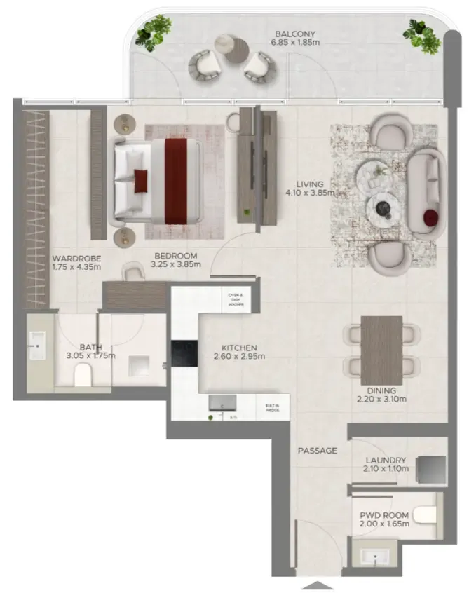 1 bed