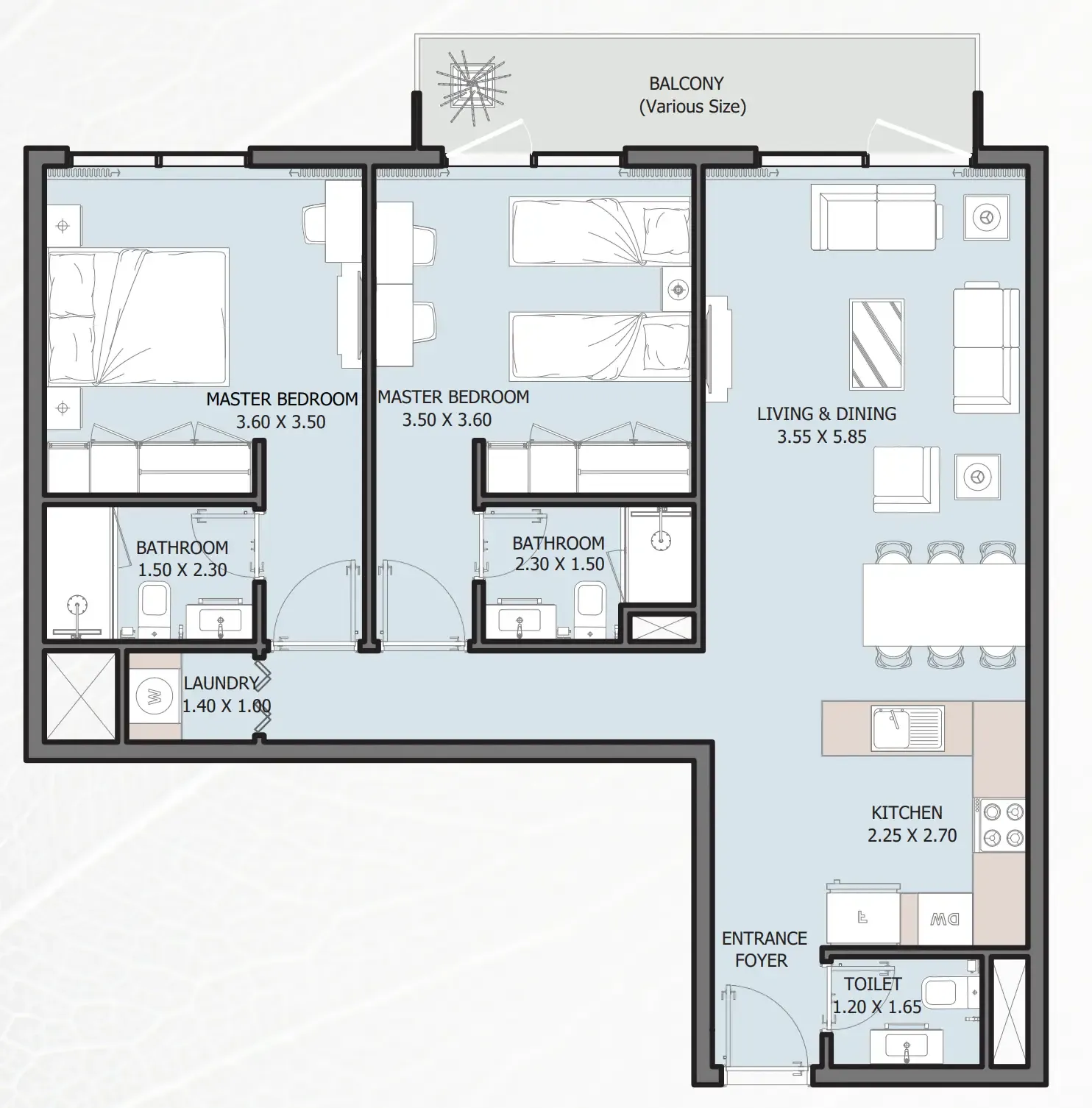 2 bed