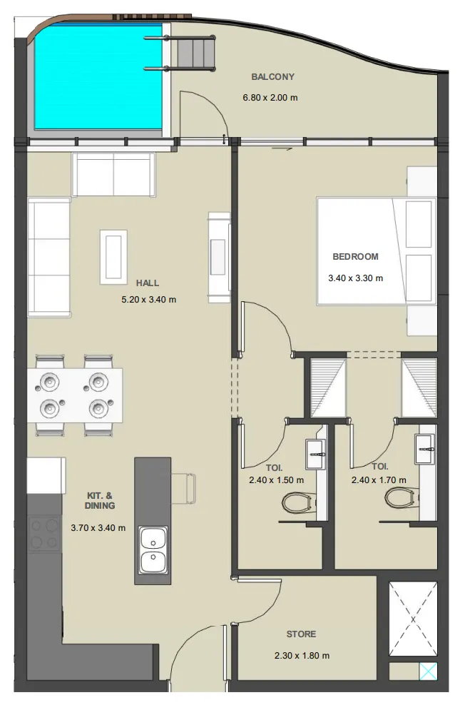 Lucky Aeon Lucky Oasis Residence 1BR floor plan