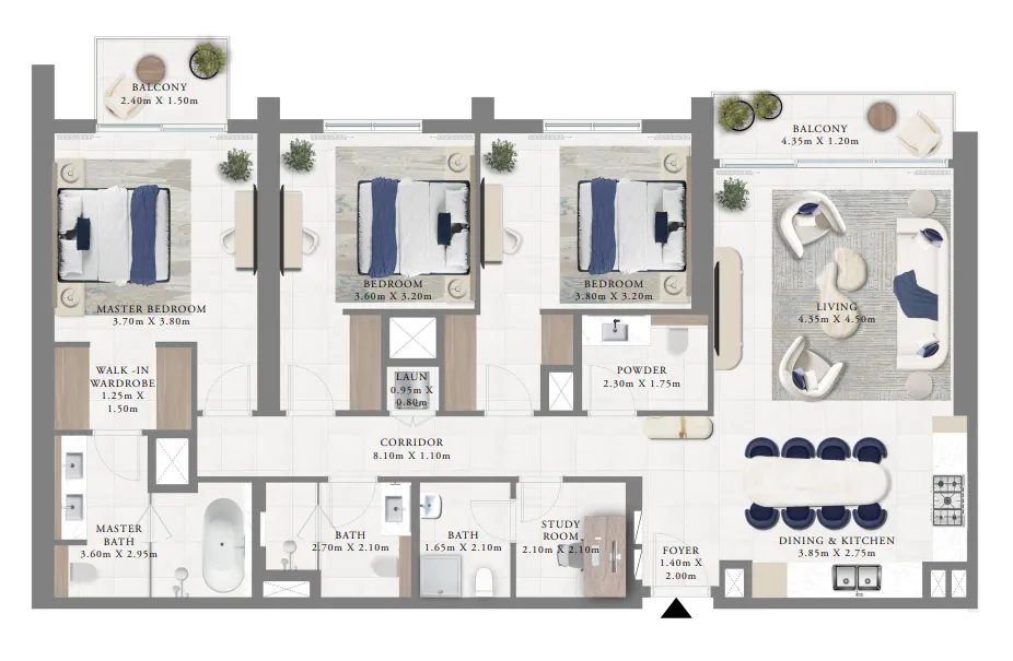 3 bedrooms floor plan