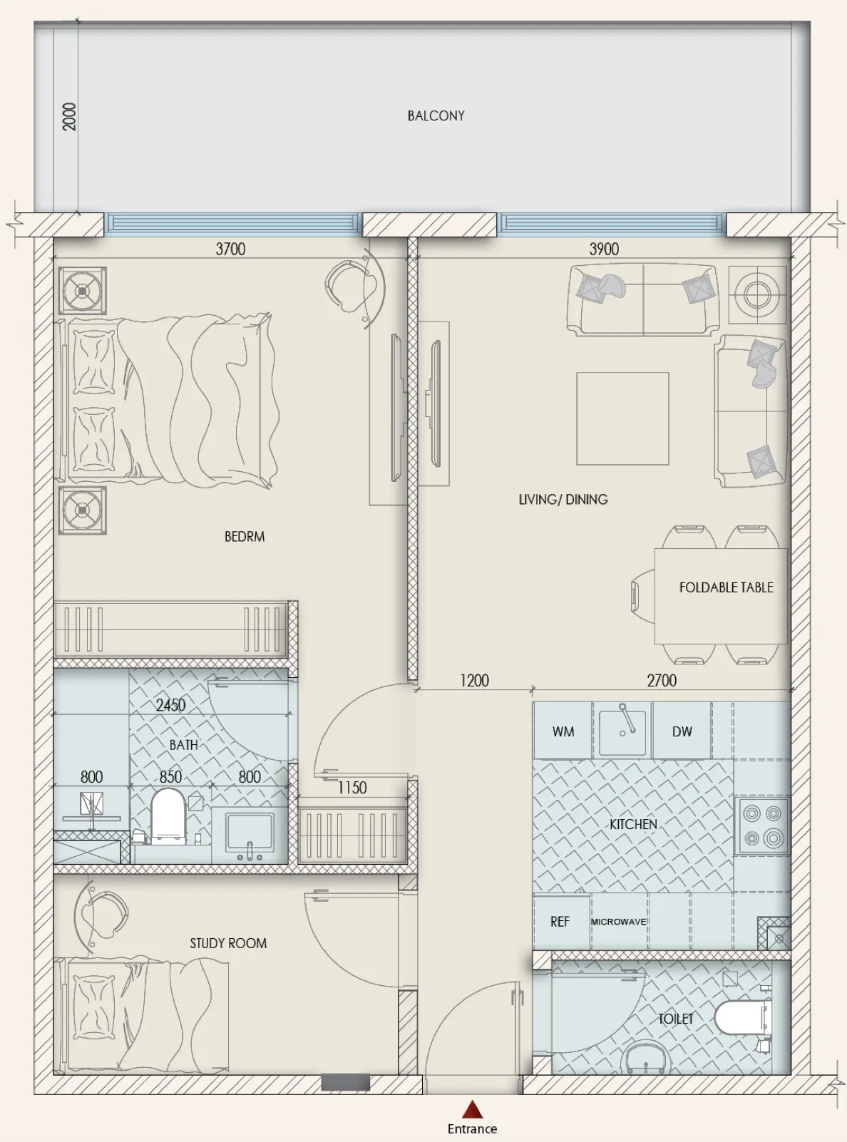 1 bed