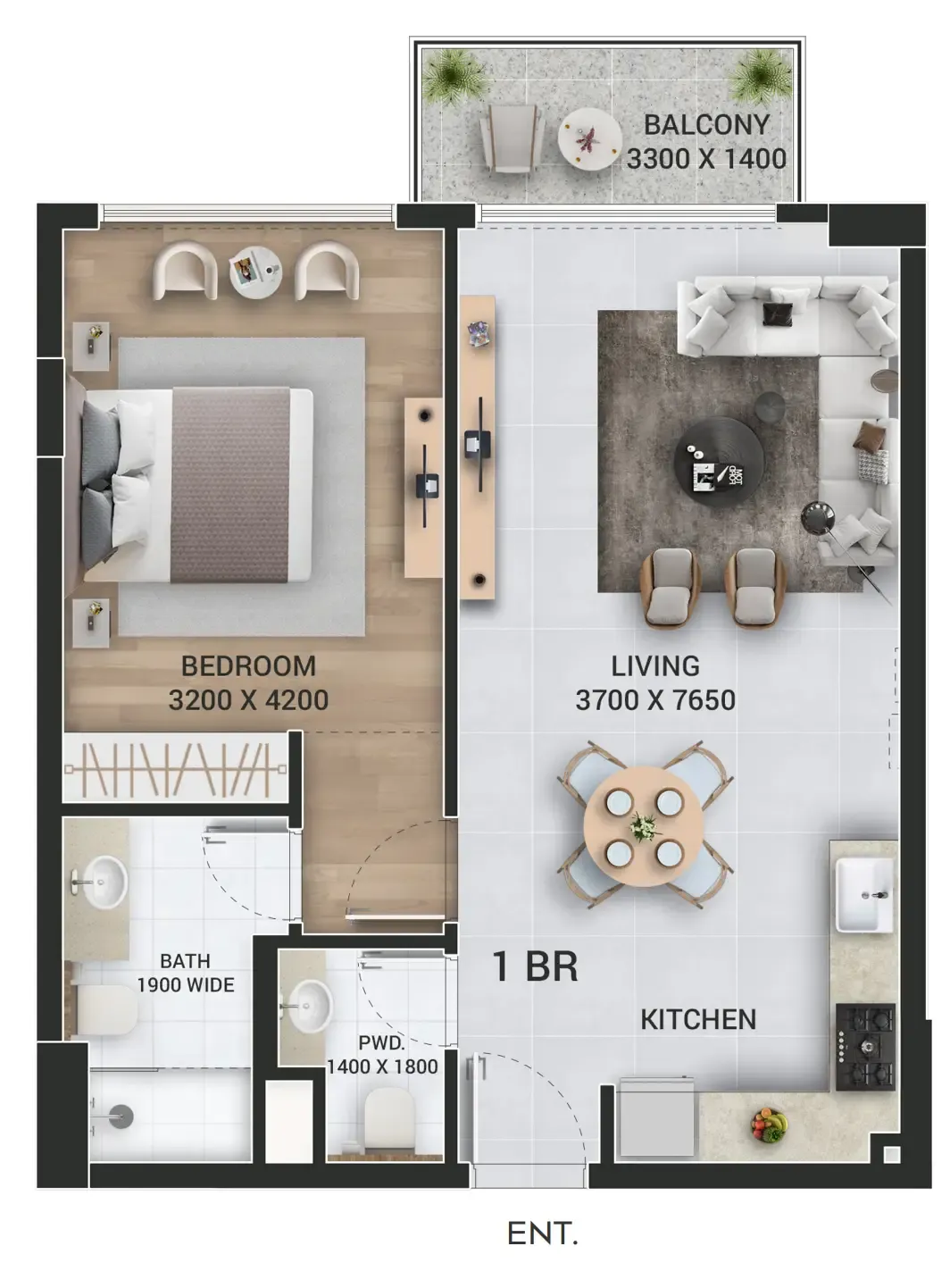 1 bed