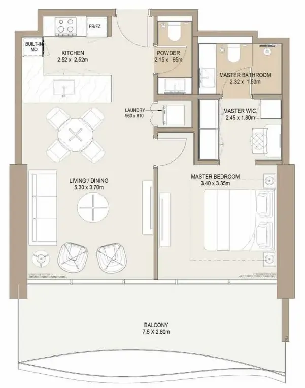 One Development Laguna Residence 1BR floor plan