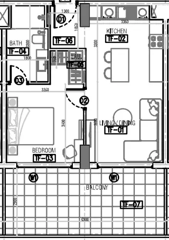 Laya Developers (Akshara Global) Laya Courtyard 1BR floor plan