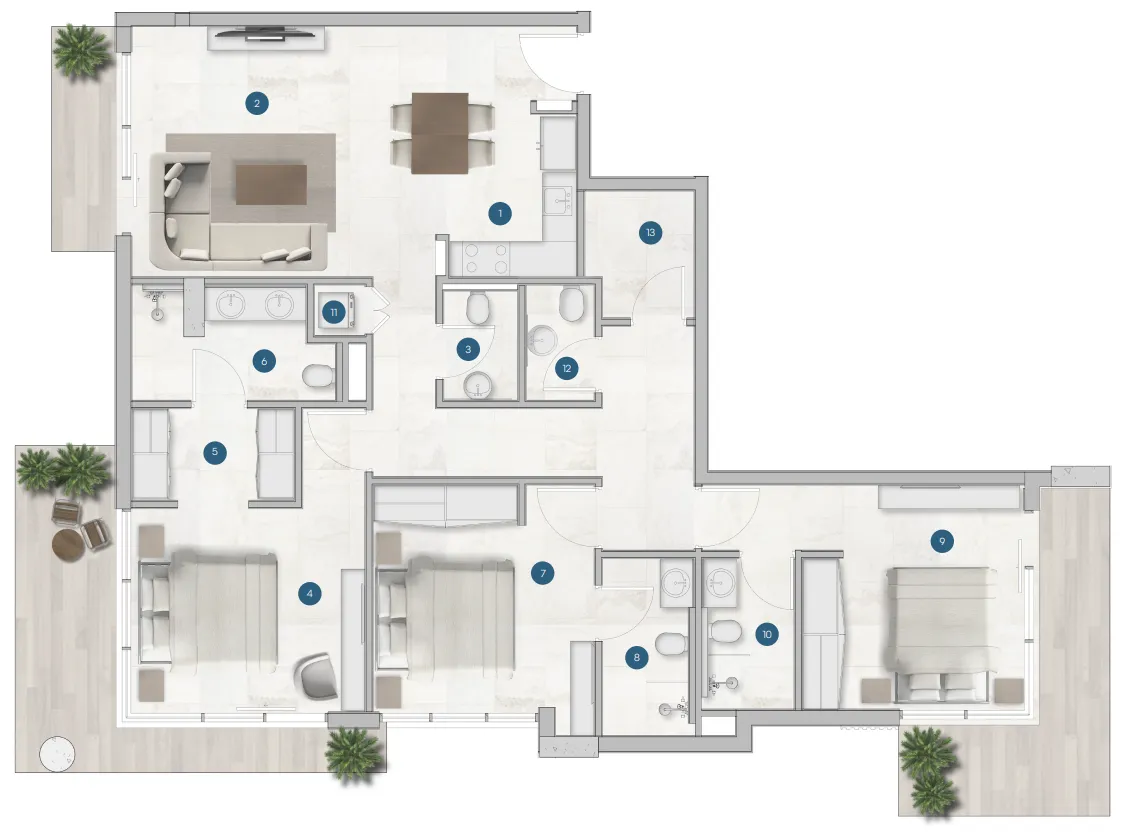 3 bedrooms floor plan