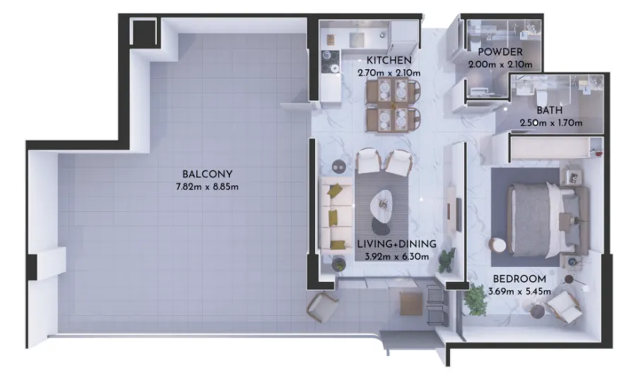 1 bedroom floor plan