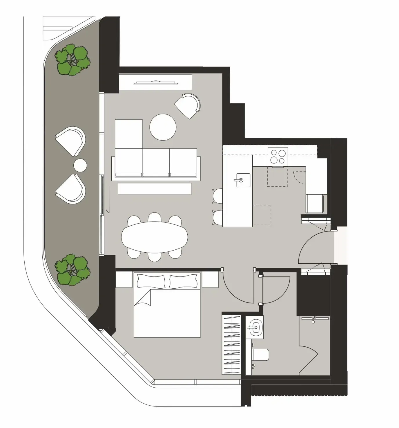 1 bedroom floor plan