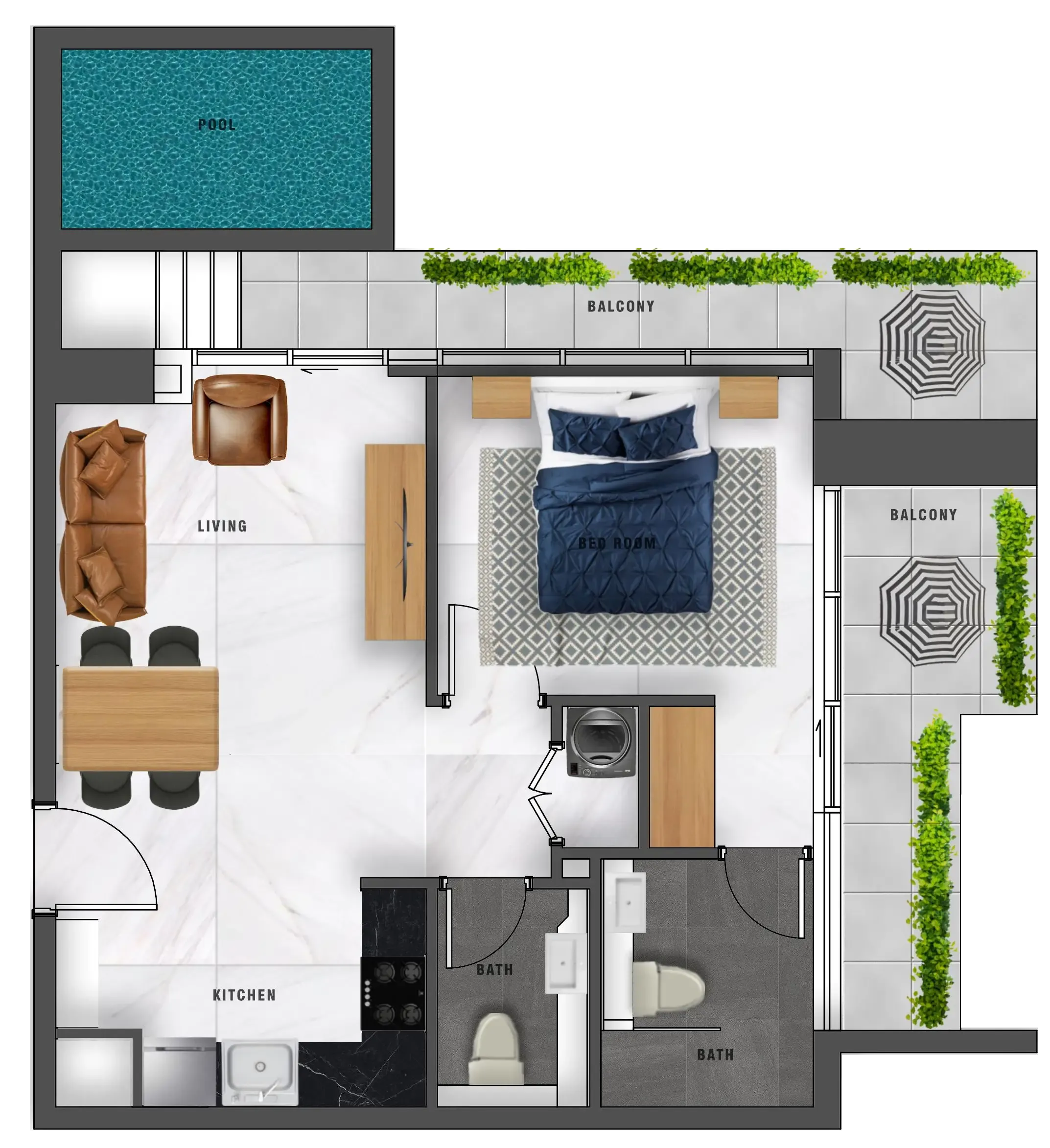 1 bed