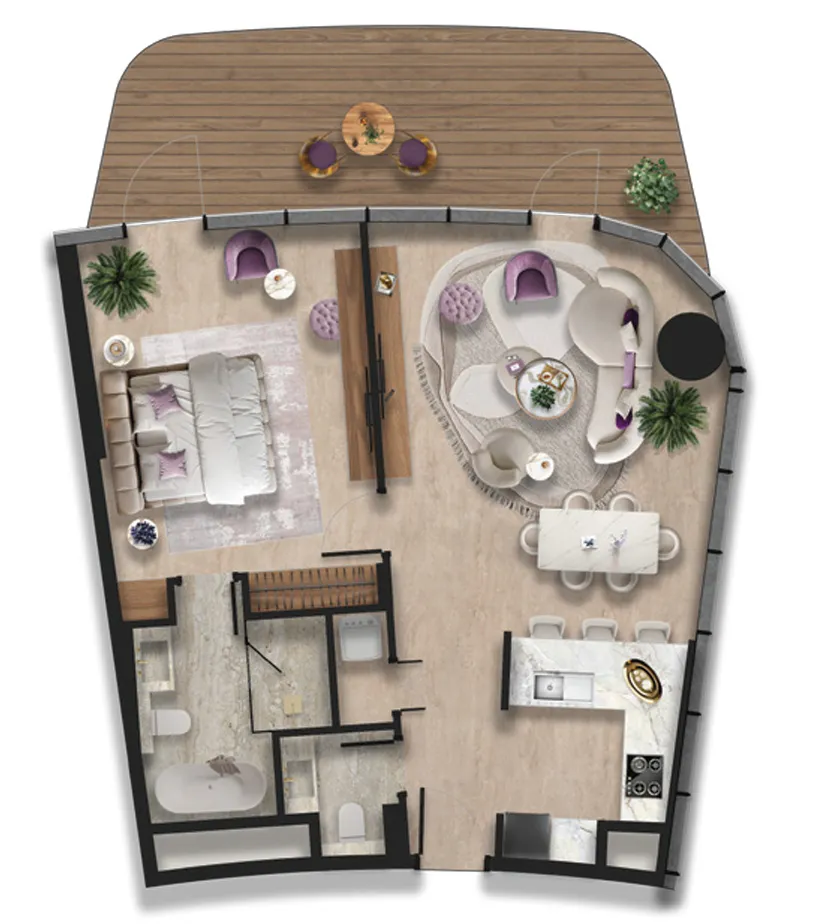 BNW Developments Taj Wellington Mews 1BR floor plan
