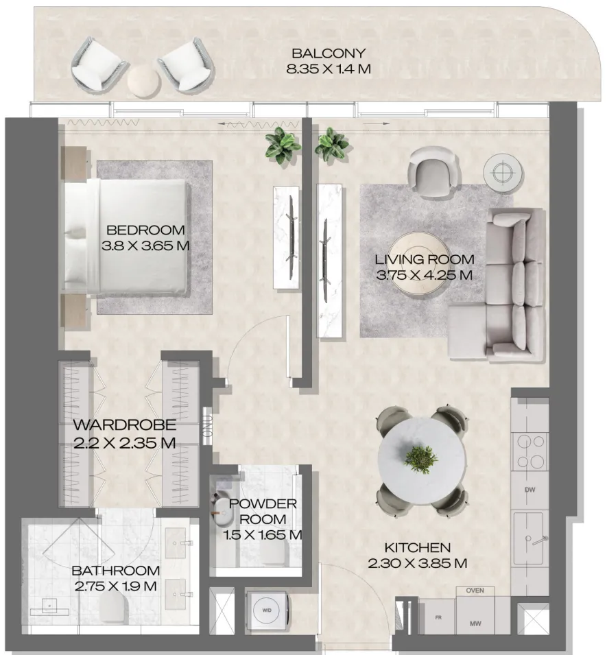 1 bed