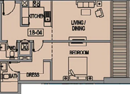 1 bedroom floor plan