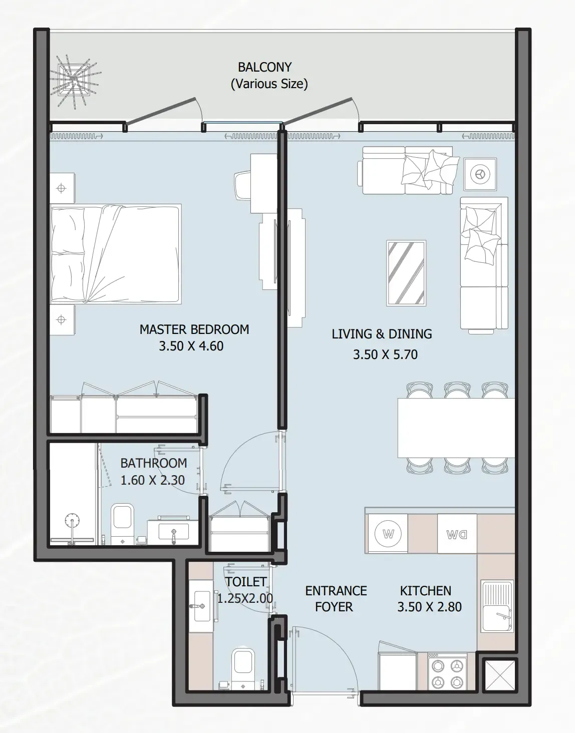 1 bedroom floor plan
