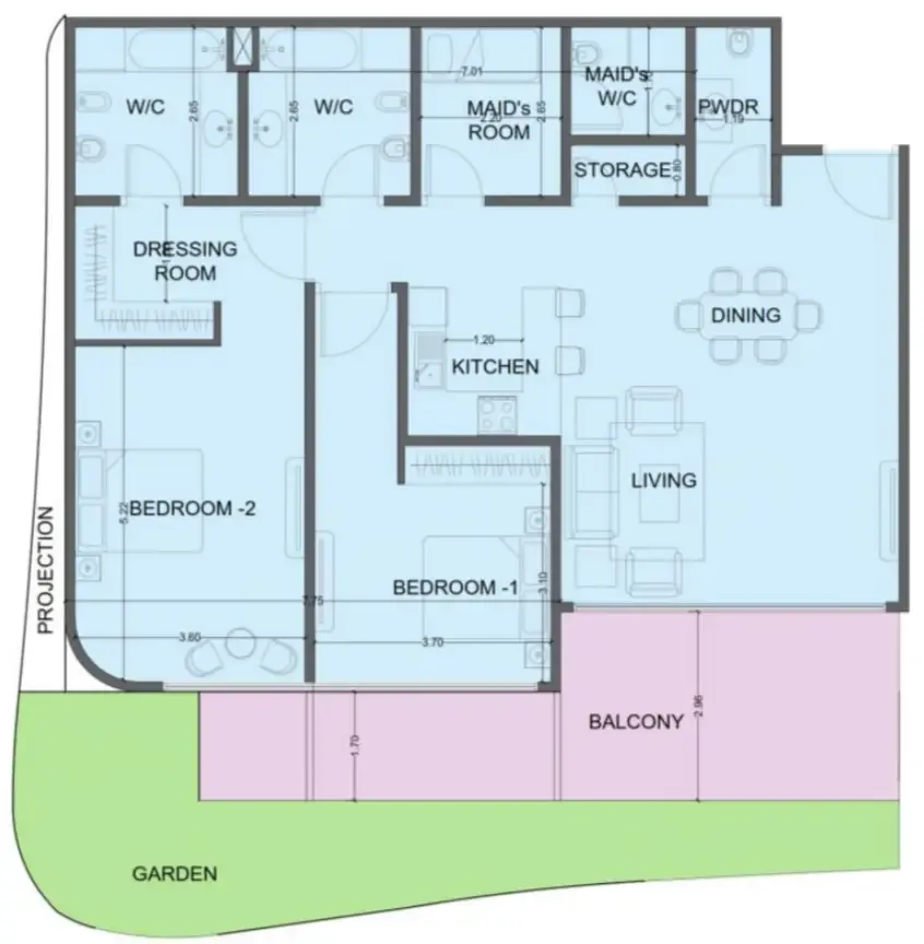 2 bed