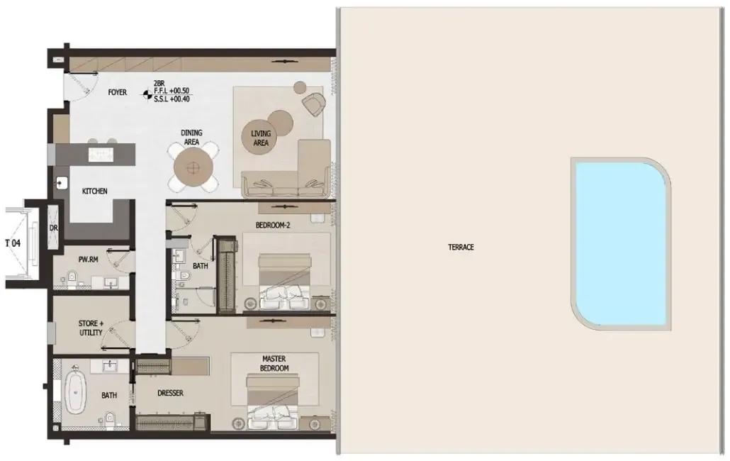 2 bed